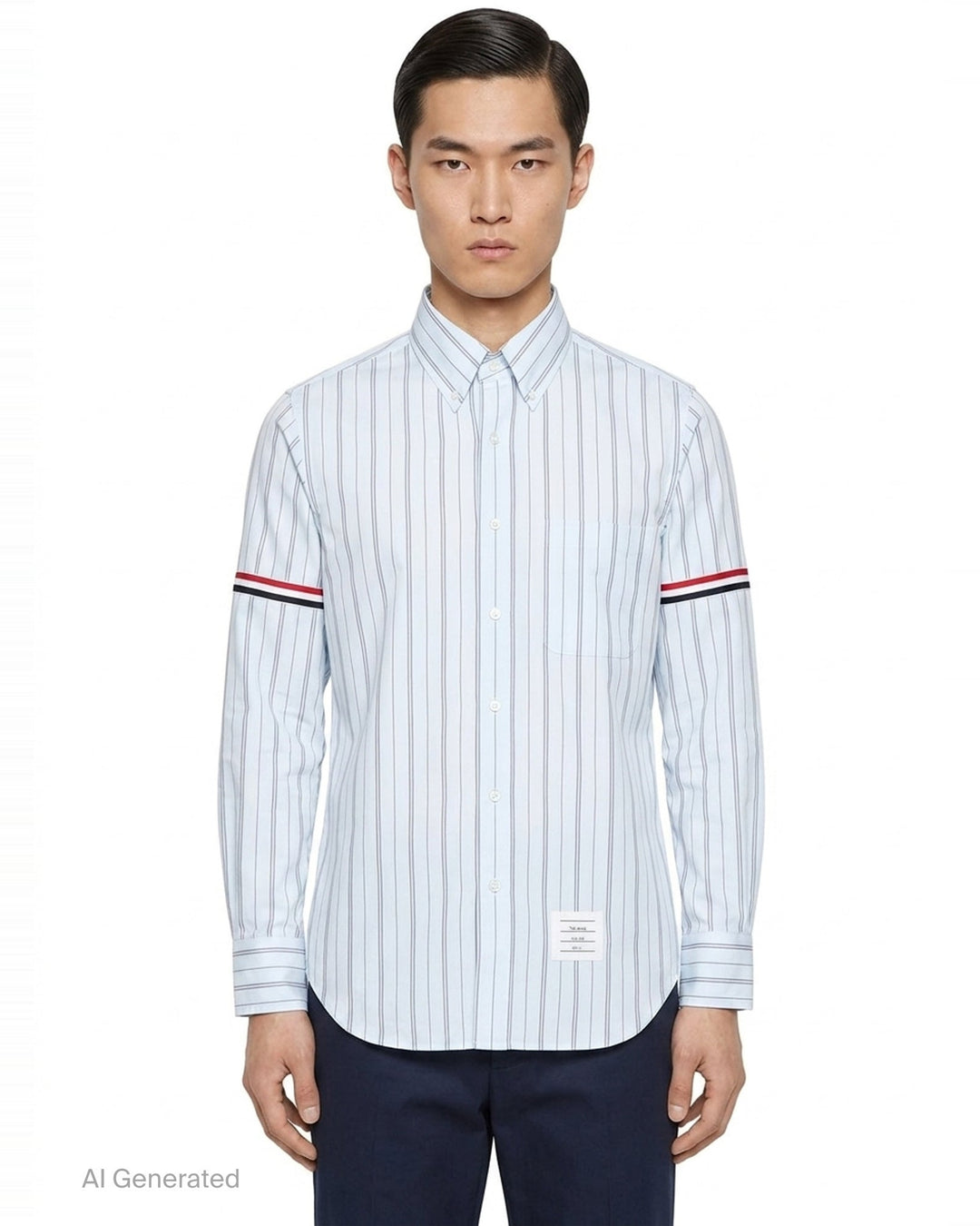 Straight Fit Long Sleeve Stripe Shirt | Thom Browne | Club21 - front