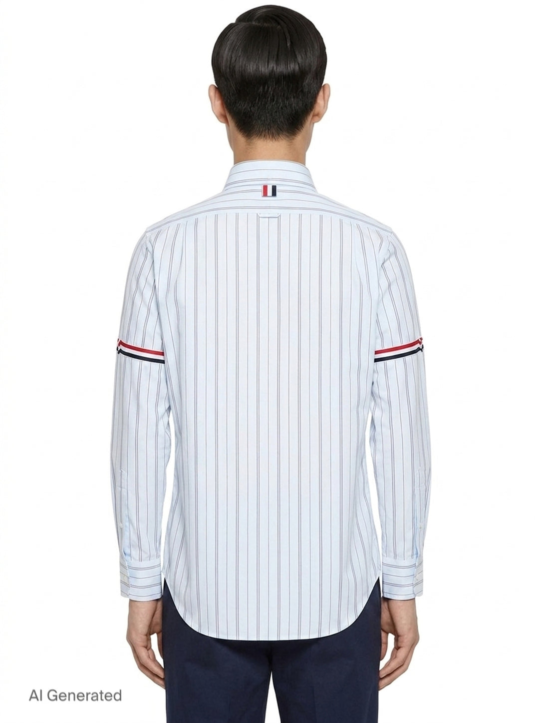 Straight Fit Long Sleeve Stripe Shirt | Thom Browne | Club21 - back
