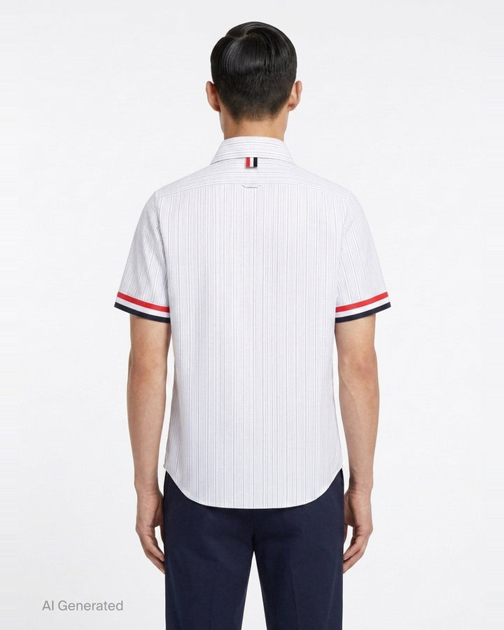 Straight Fit Short Sleeve Button Down Shirt | Thom Browne | Club21 - back