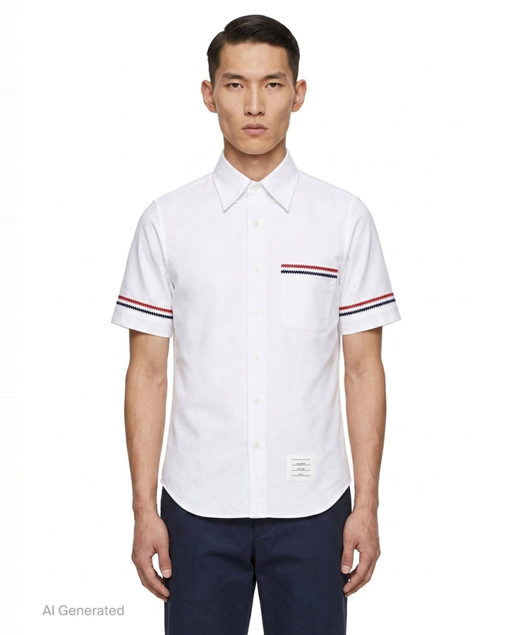Straight Fit Short Sleeve Shirt | Thom Browne | Club21 - front
