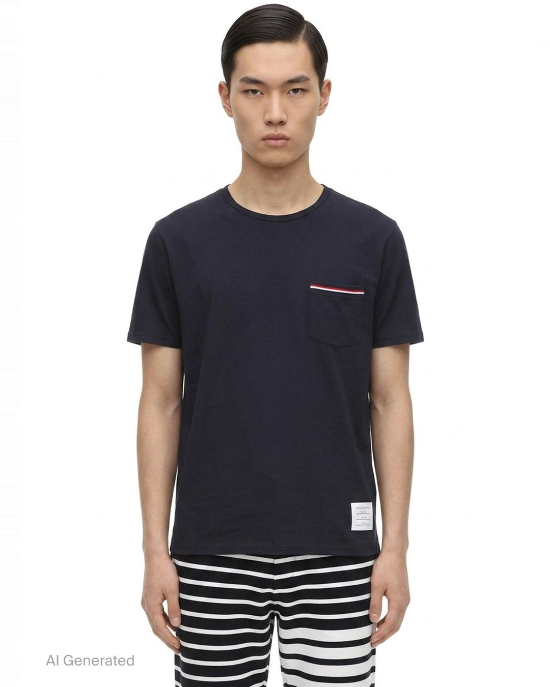 Stripe Detail Pocket Tee | Thom Browne | Club21 - front