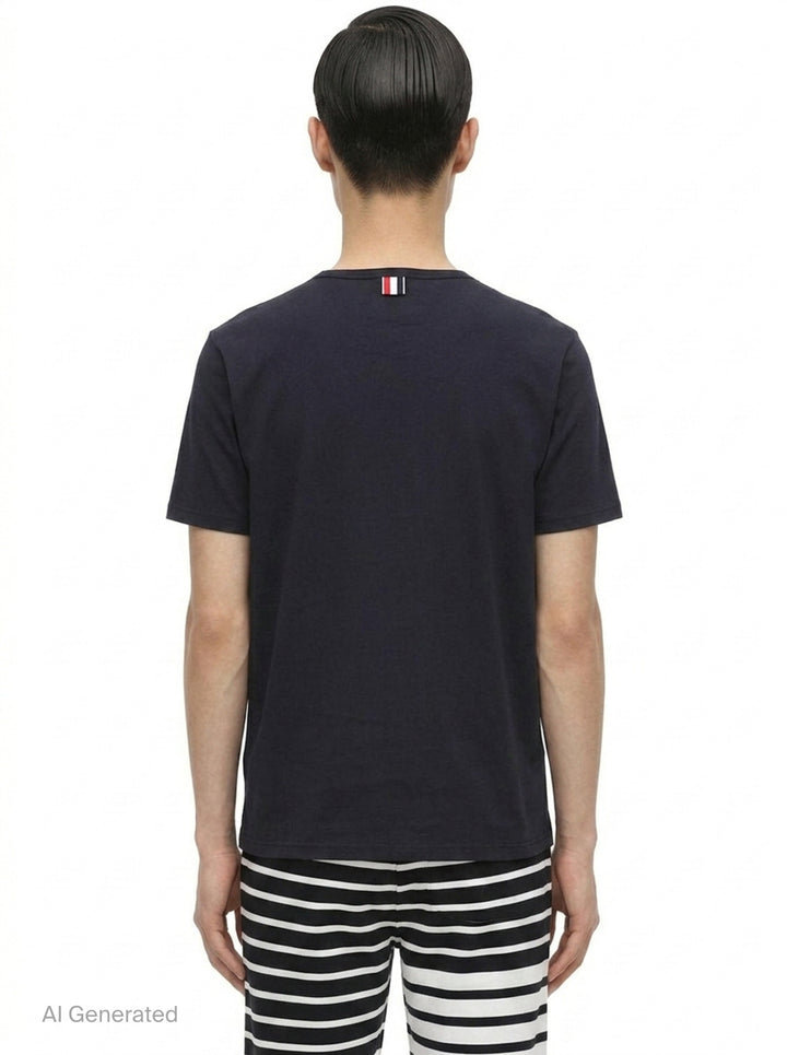 Stripe Detail Pocket Tee | Thom Browne | Club21 - back