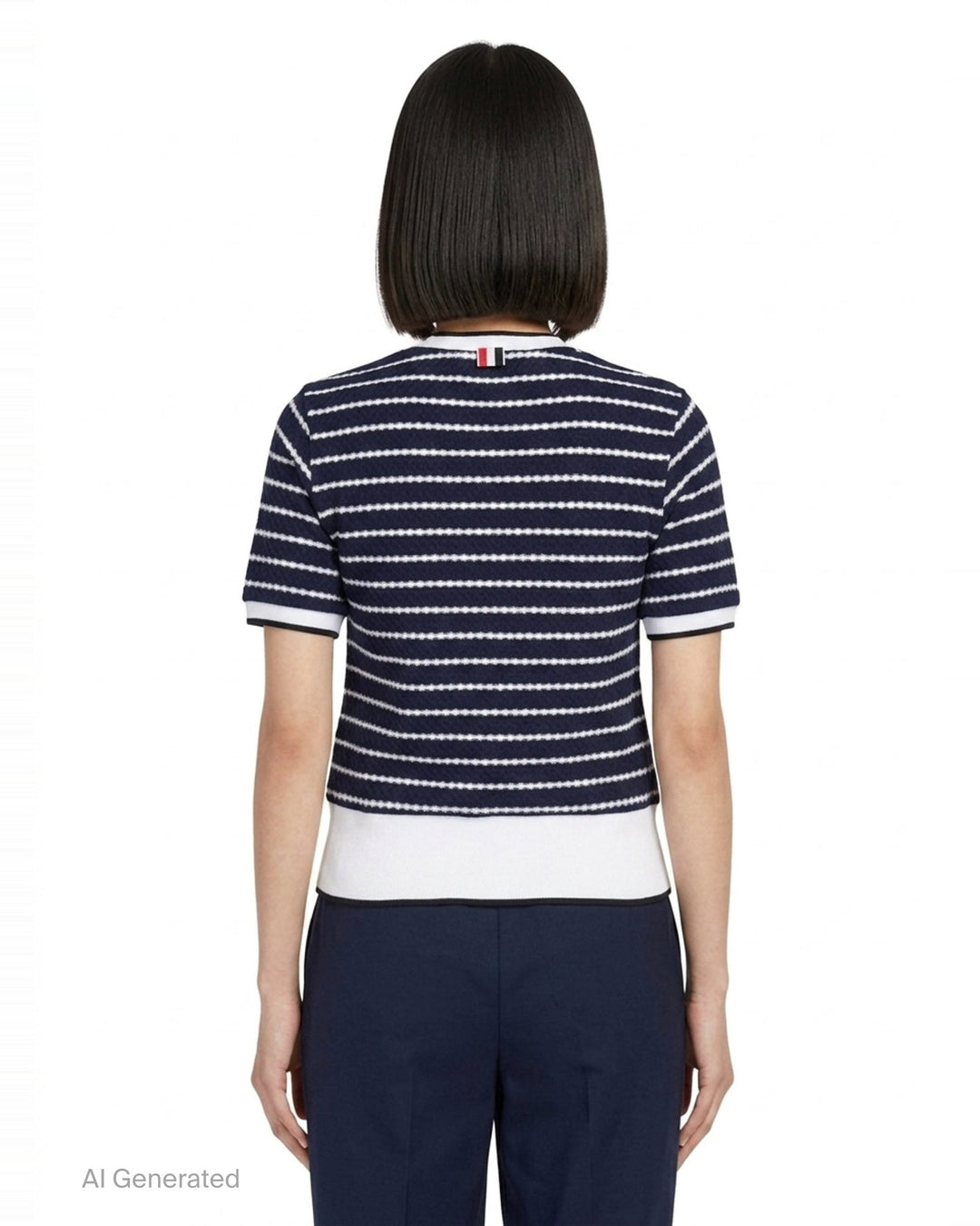 Stripe Short Sleeve Rib Tee | Thom Browne | Club21 - back