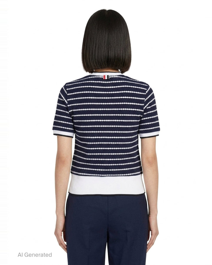Stripe Short Sleeve Rib Tee | Thom Browne | Club21 - back