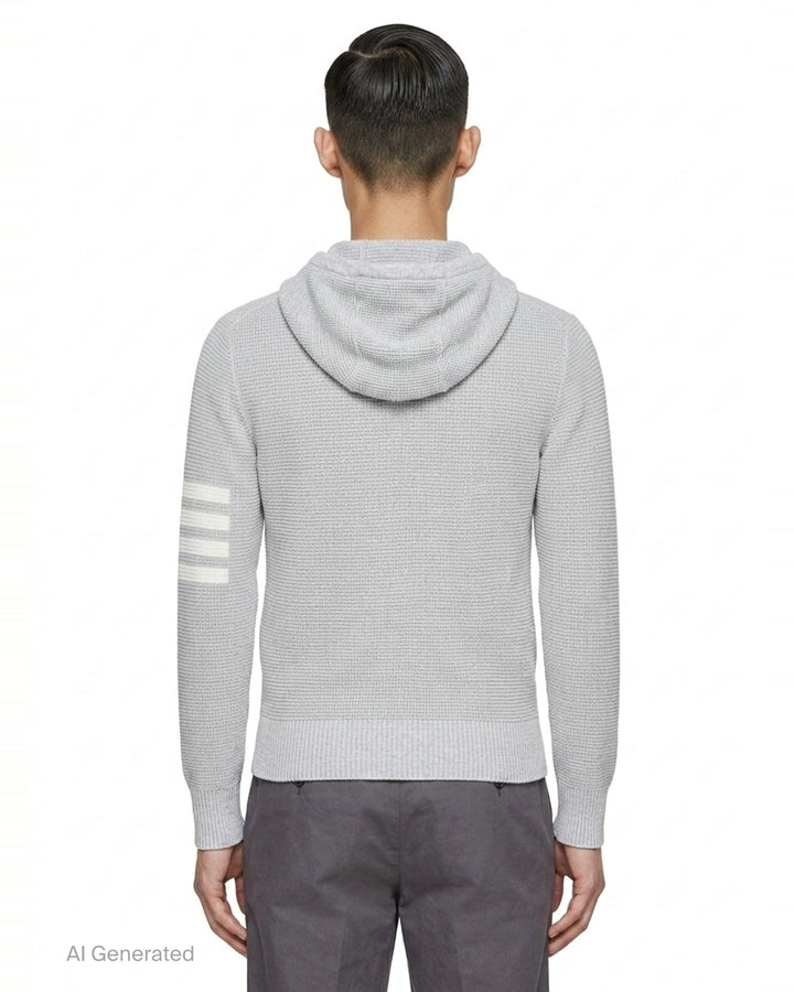 Textured Stitch Relaxed Fit Zip Hoodie | Thom Browne | Club21 - back