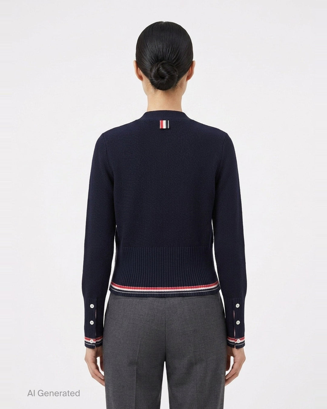 Textured Stitch V-Neck Cardigan | Thom Browne | Club21 - back