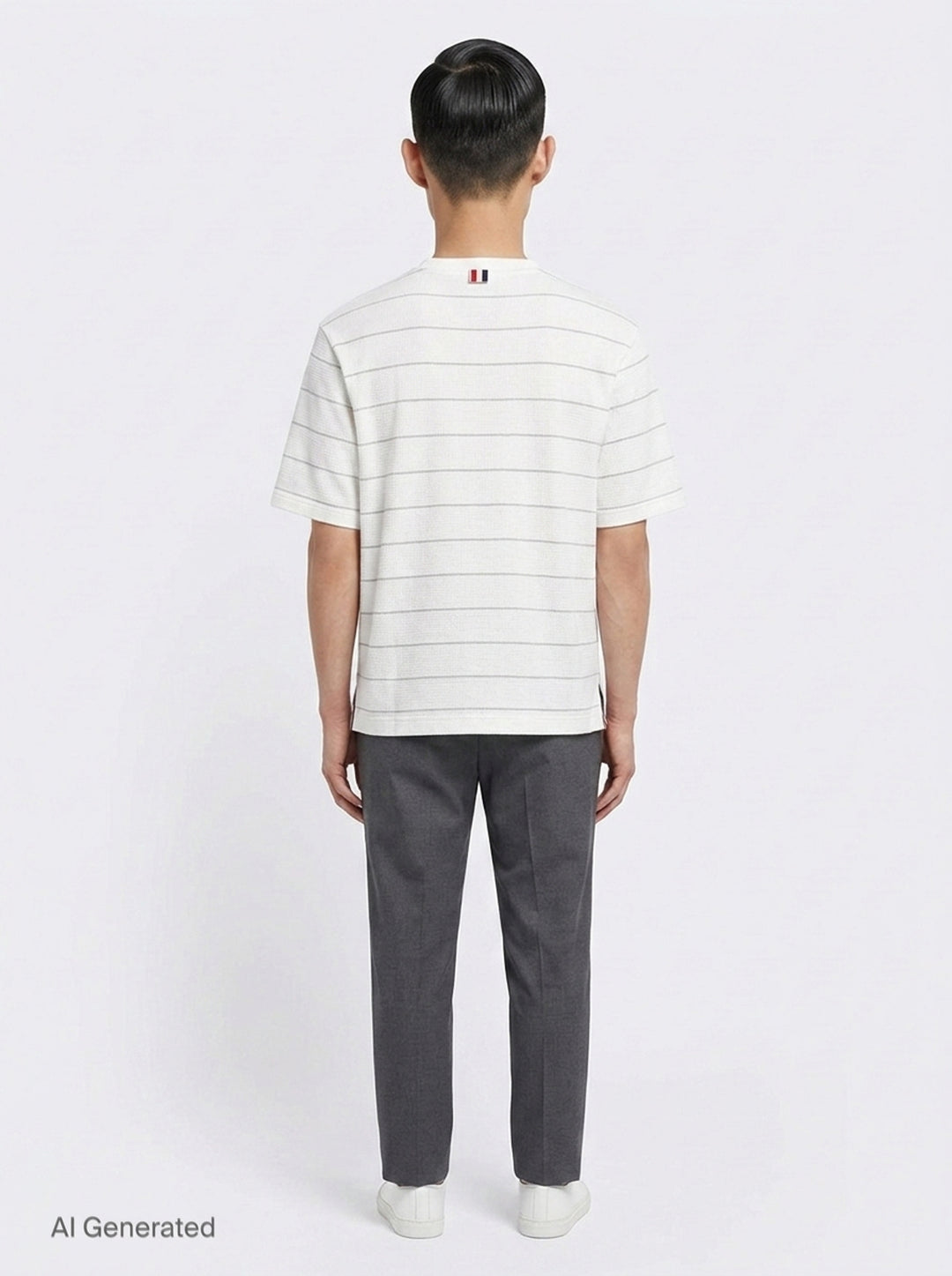 Textured Stripe Short Sleeve Tee | Thom Browne | Club21 - back