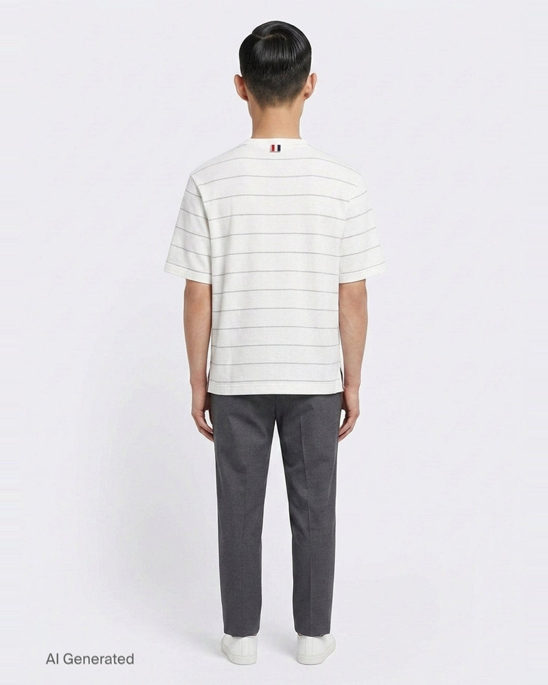 Textured Stripe Short Sleeve Tee | Thom Browne | Club21 - back