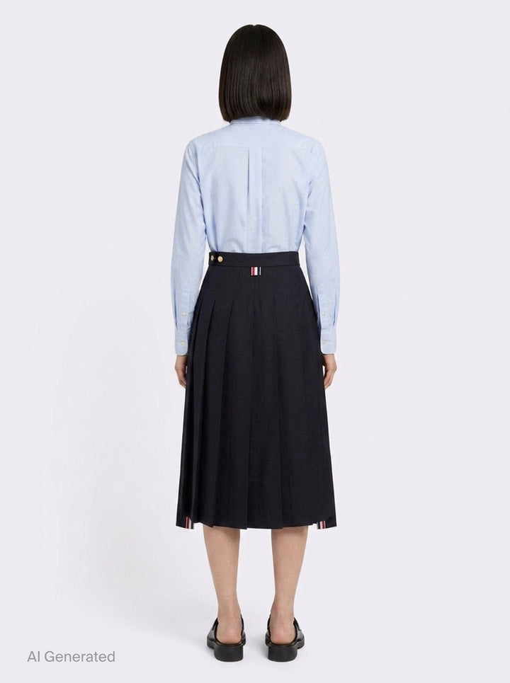 Twill Pleated Midi Skirt | Thom Browne | Club21 - back