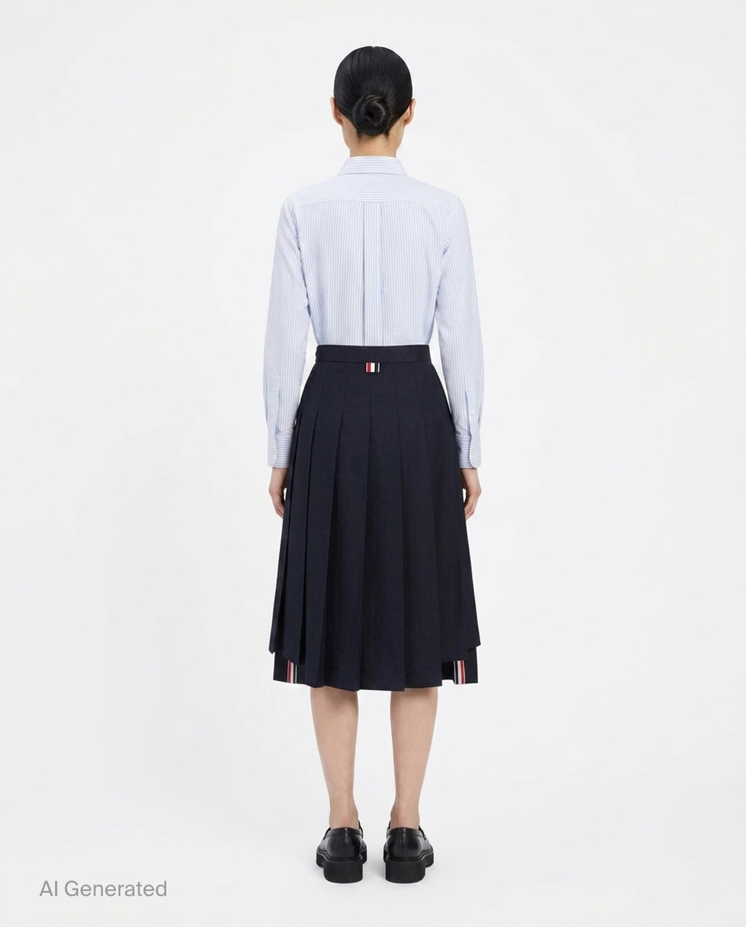 Twill Pleated Midi Skirt | Thom Browne | Club21 - back