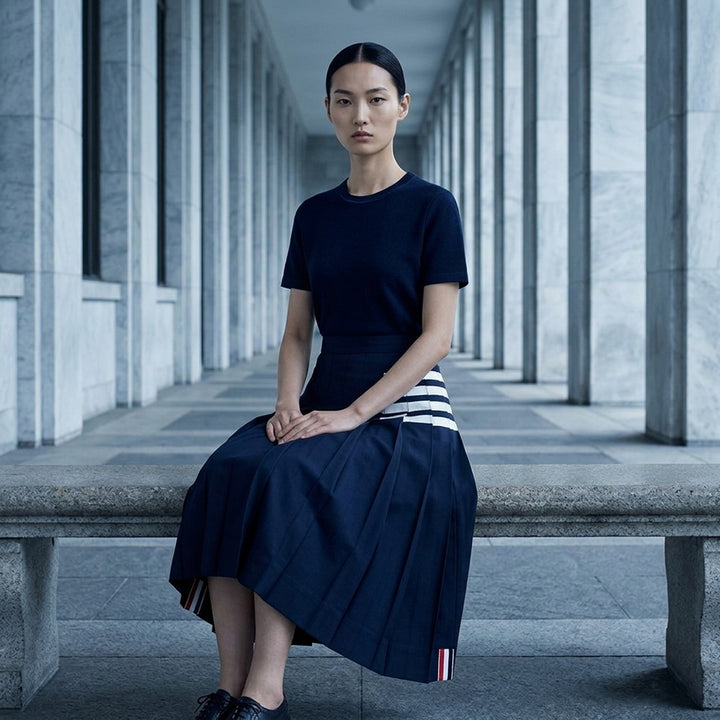 Twill Pleated Midi Skirt | Thom Browne | Club21 - lifestyle