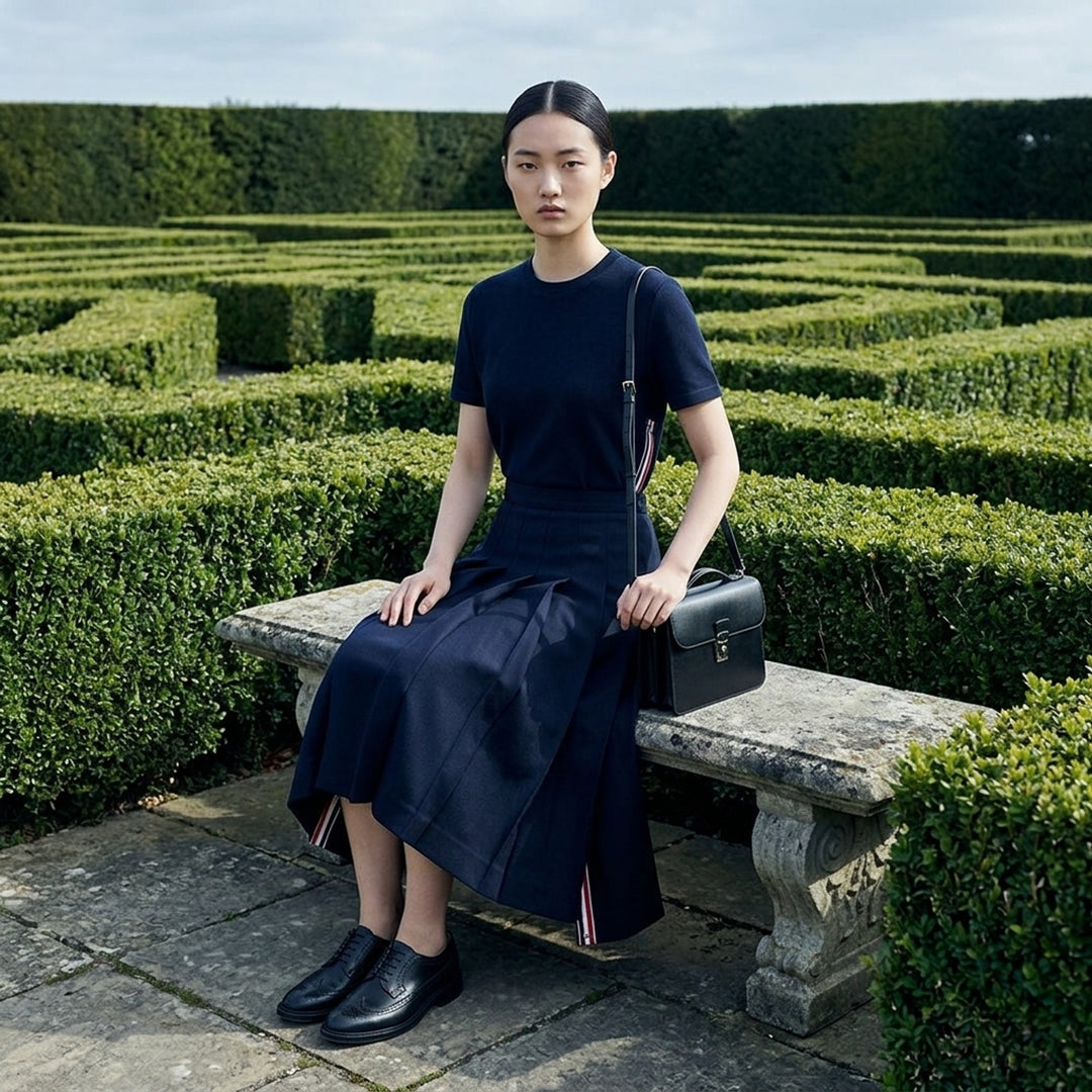 Twill Pleated Midi Skirt | Thom Browne | Club21 - lifestyle