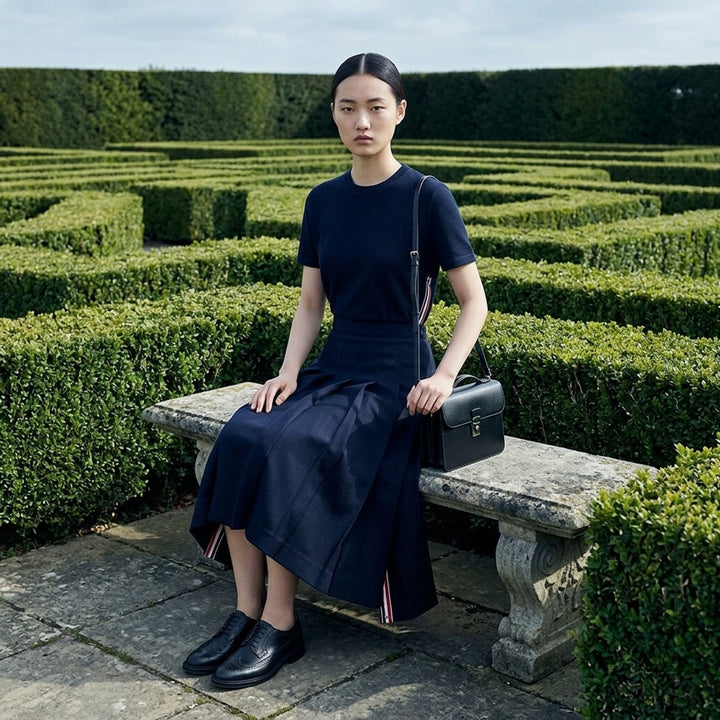 Twill Pleated Midi Skirt | Thom Browne | Club21 - lifestyle