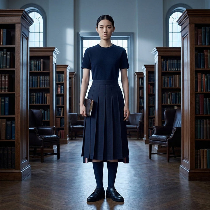 Twill Pleated Midi Skirt | Thom Browne | Club21 - lifestyle