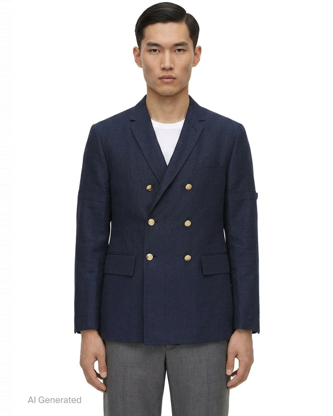 Unconstructed Wide Shoulder Double-Breasted Blazer | Thom Browne | Club21 - front