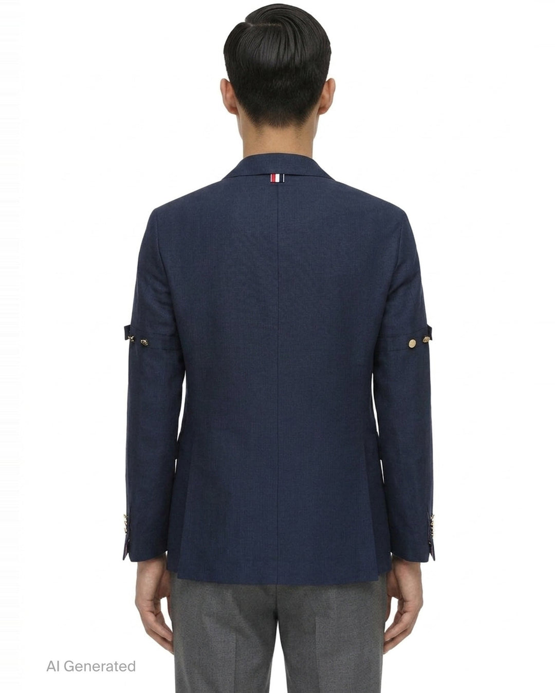 Unconstructed Wide Shoulder Double-Breasted Blazer | Thom Browne | Club21 - back