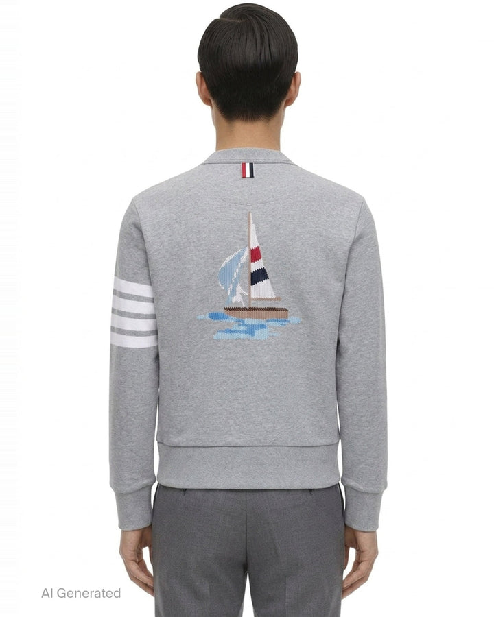 V-Neck 4-Bar Stripe Cardigan | Thom Browne | Club21 - back