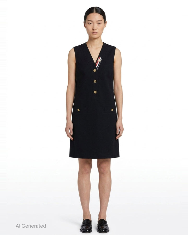 V-Neck Cardigan Dress | Thom Browne | Club21 - front