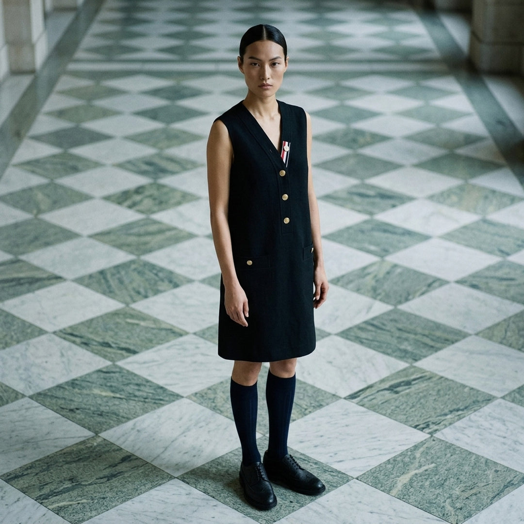 V-Neck Cardigan Dress | Thom Browne | Club21 - lifestyle