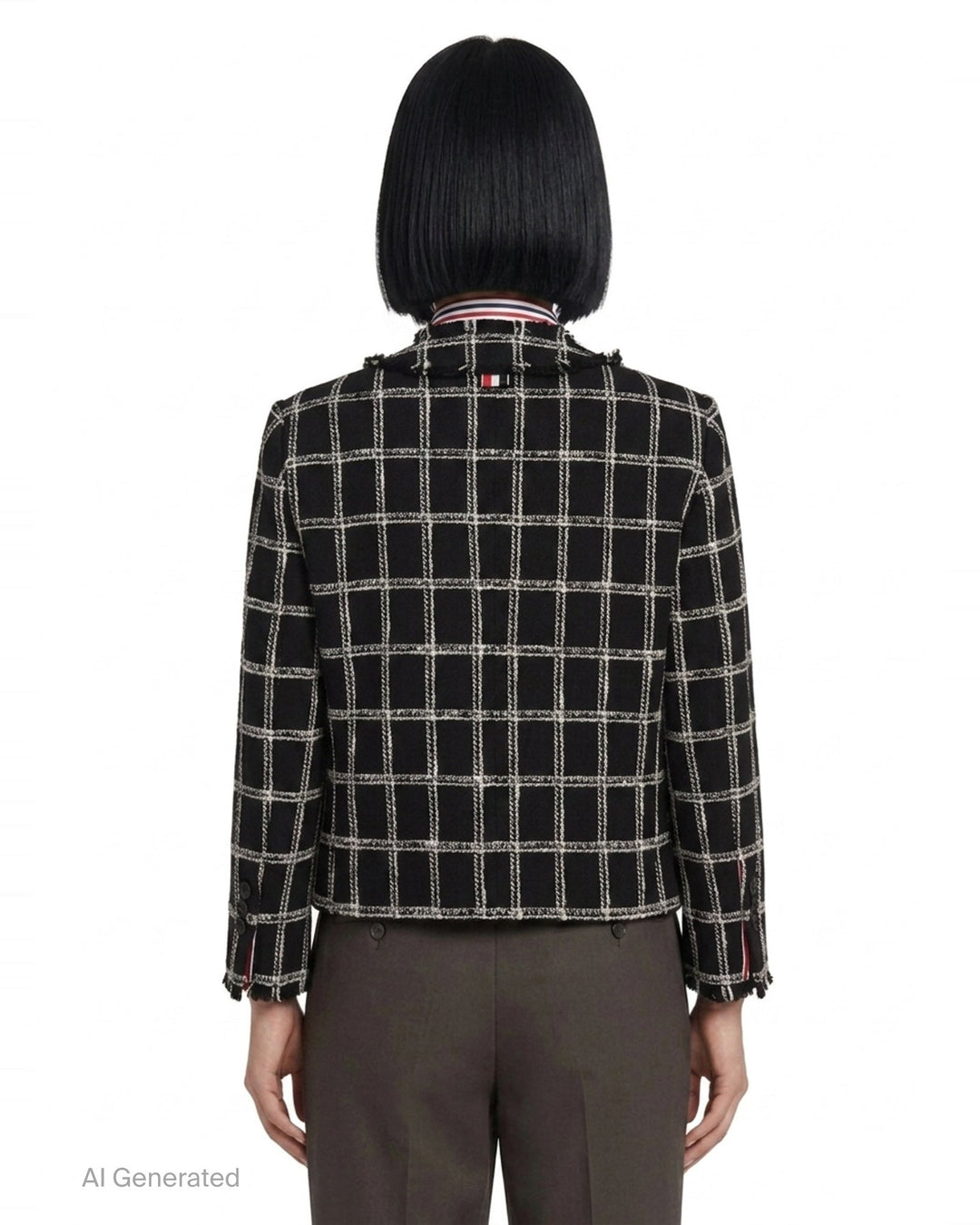 V-Neck Tweed Cardigan Jacket | Thom Browne | Club21 - back