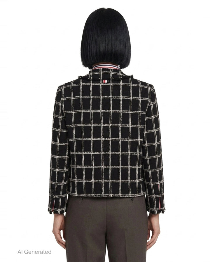 V-Neck Tweed Cardigan Jacket | Thom Browne | Club21 - back