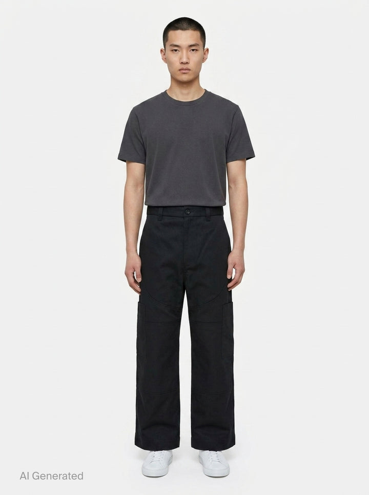 Wide Leg Painter Pants | Thom Browne | Club21 - front