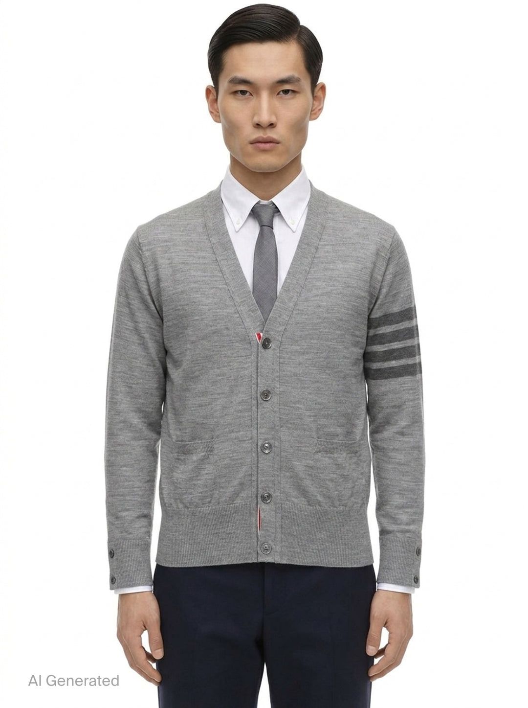 Wool 4-Bar V-Neck Cardigan | Thom Browne | Club21 - front