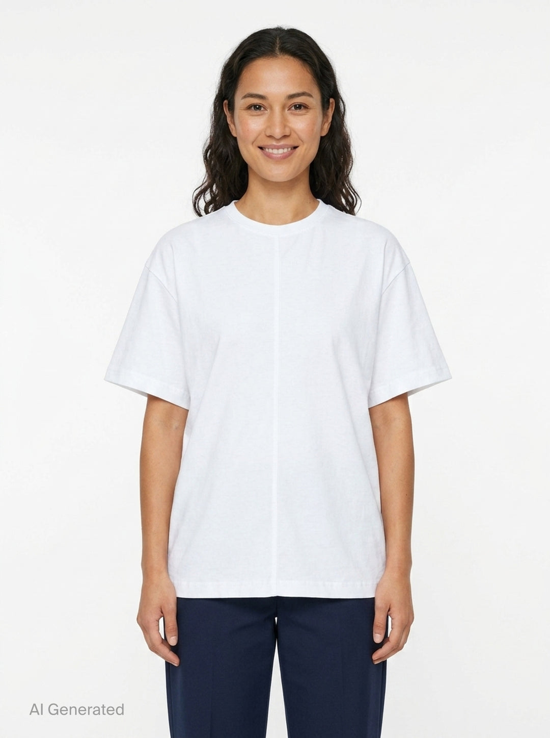 Totême Slouch Waist Jersey Top in white, featuring an oversized dropped-shoulder silhouette, centre-front seam, crew neckline, and short sleeves with folded cuffs, photographed flat on a white background - front