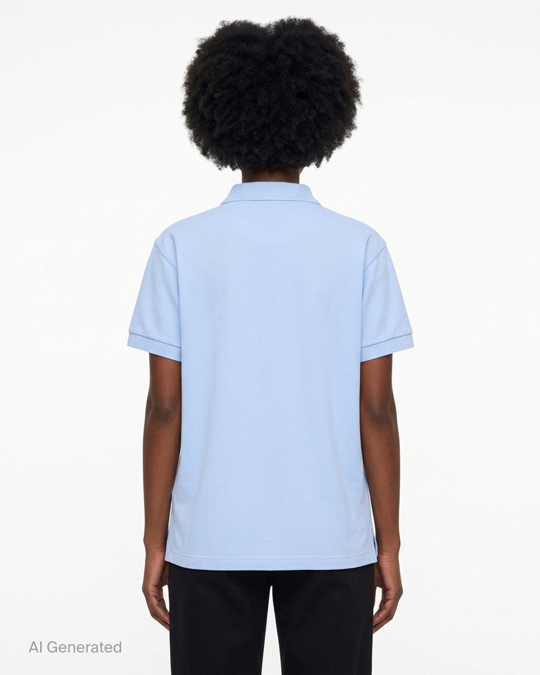 Vaquera light blue short-sleeve polo with a black flocked flapper illustration and Vaquera Paris Made in France print on the front - back