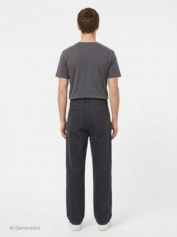 visvim Fluxus 03 Wide Corduroy Pants in washed black, featuring a high-rise waist, five-pocket construction, and a wide straight leg — front flat lay view - back