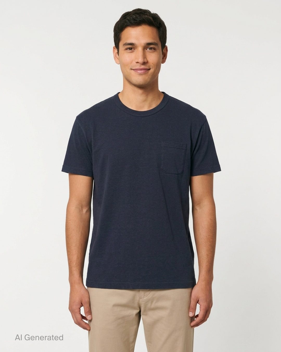 visvim Ultimate Jumbo II short sleeve tee in navy with crew neck and chest pocket, front view - front