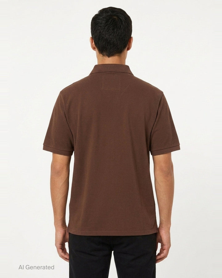 Short Sleeve Piqué Polo | Vowels | Club21 - back