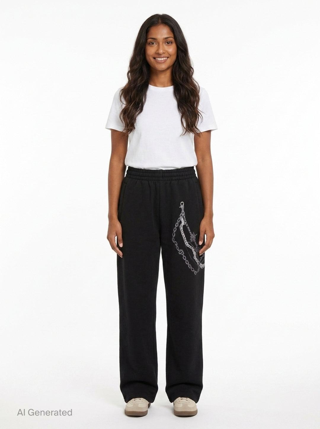 Black Chain Graphic Sweatpants | We11done | Club21 - front