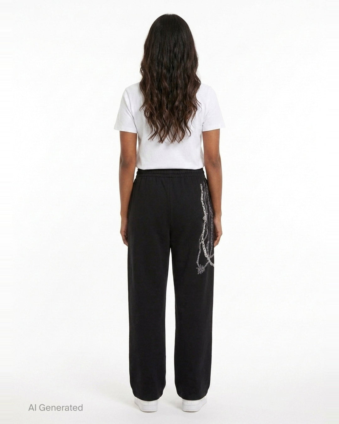 Black Chain Graphic Sweatpants | We11done | Club21 - back