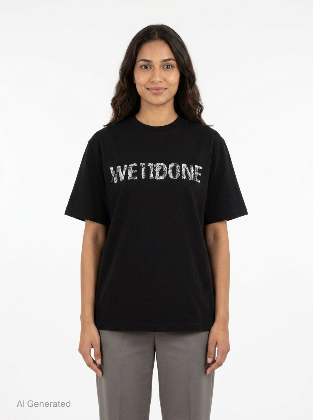 Black Lace Pattern Logo Tee | We11done | Club21 - front