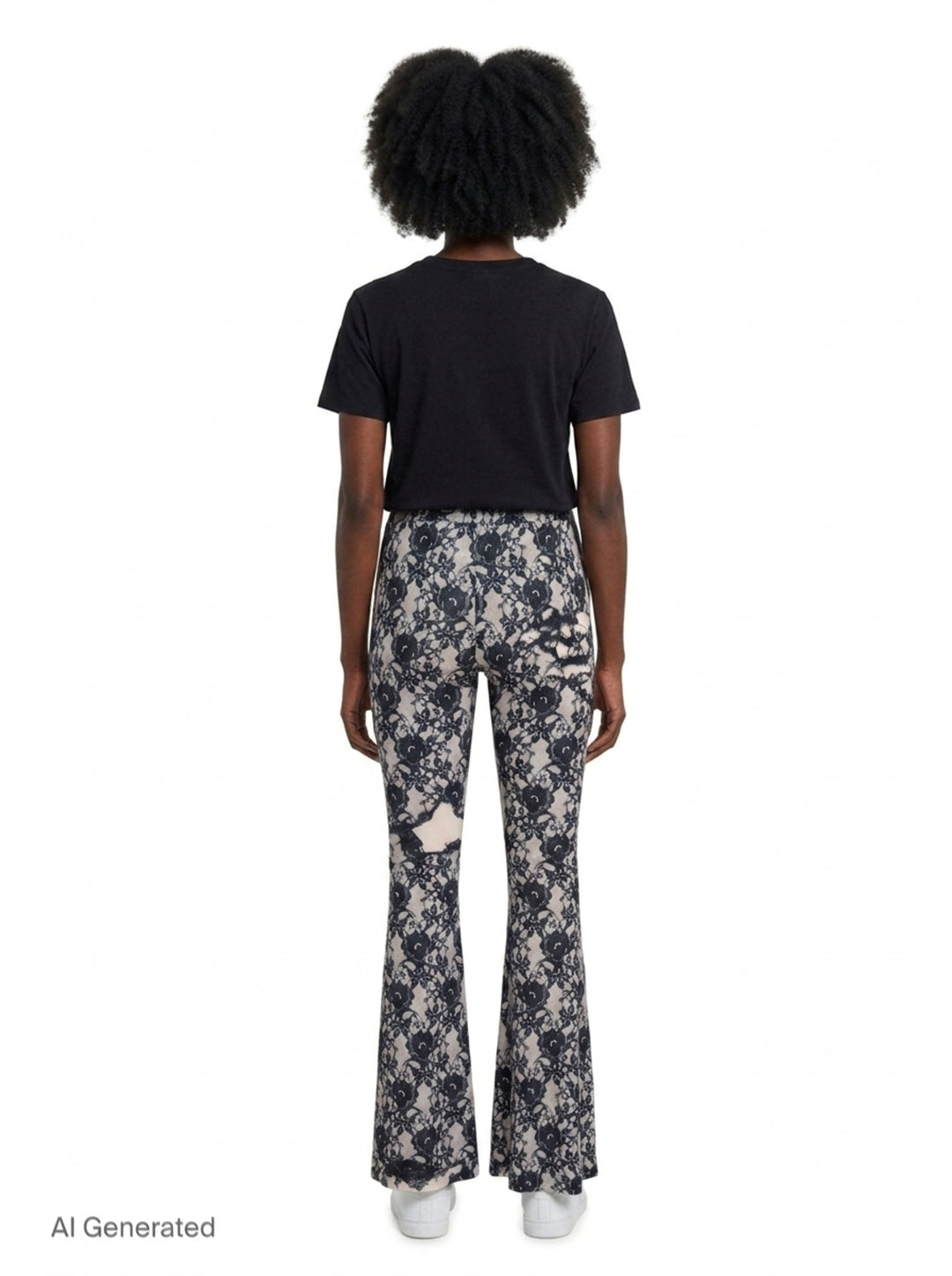 Black Lace Printed Flare Pants | We11done | Club21 - back