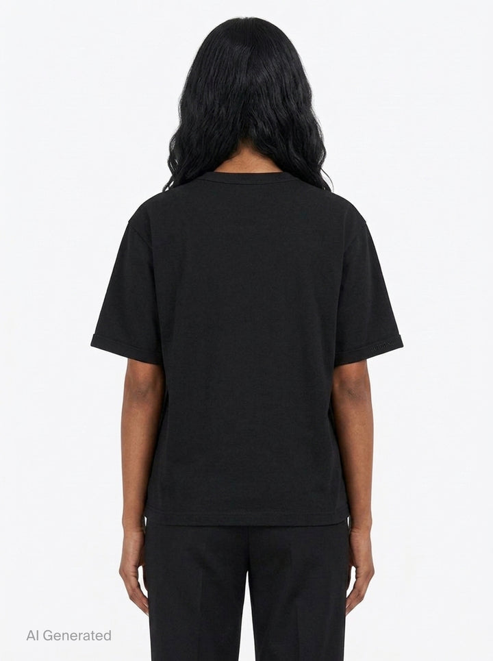 Black Logo Pin-Tucked Tee | We11done | Club21 - back