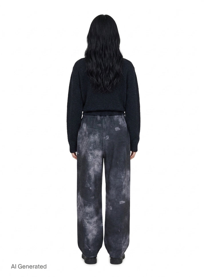 Black Trompe L'Oeil Denim Print Sweatpants | We11done | Club21 - back