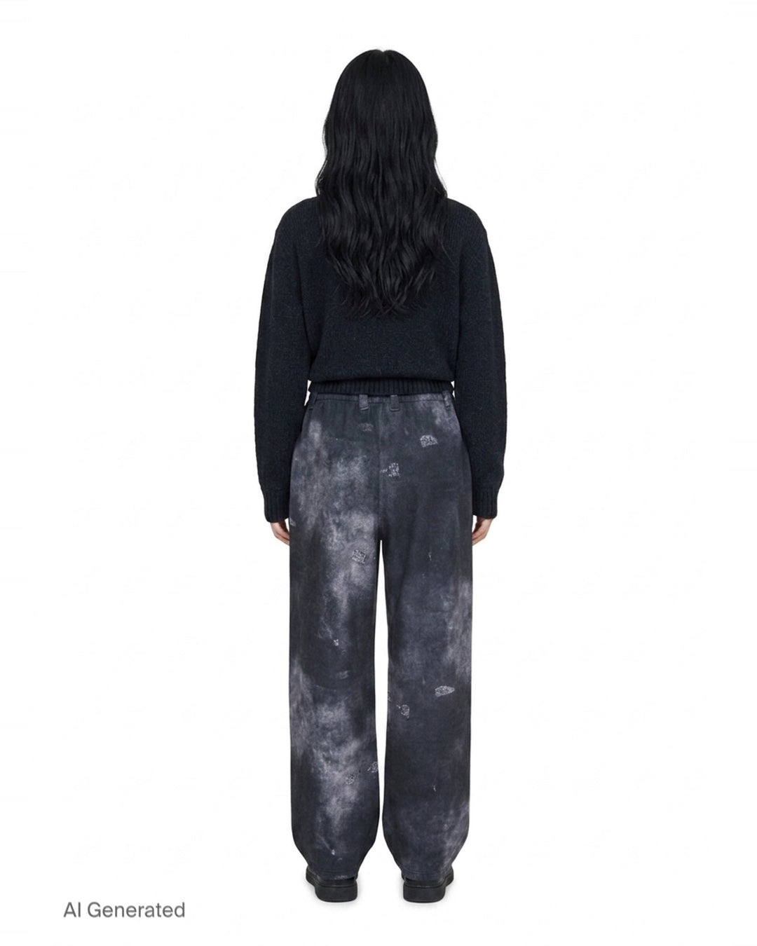 Black Trompe L'Oeil Denim Print Sweatpants | We11done | Club21 - back