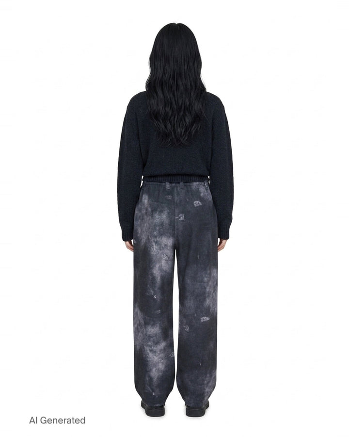 Black Trompe L'Oeil Denim Print Sweatpants | We11done | Club21 - back