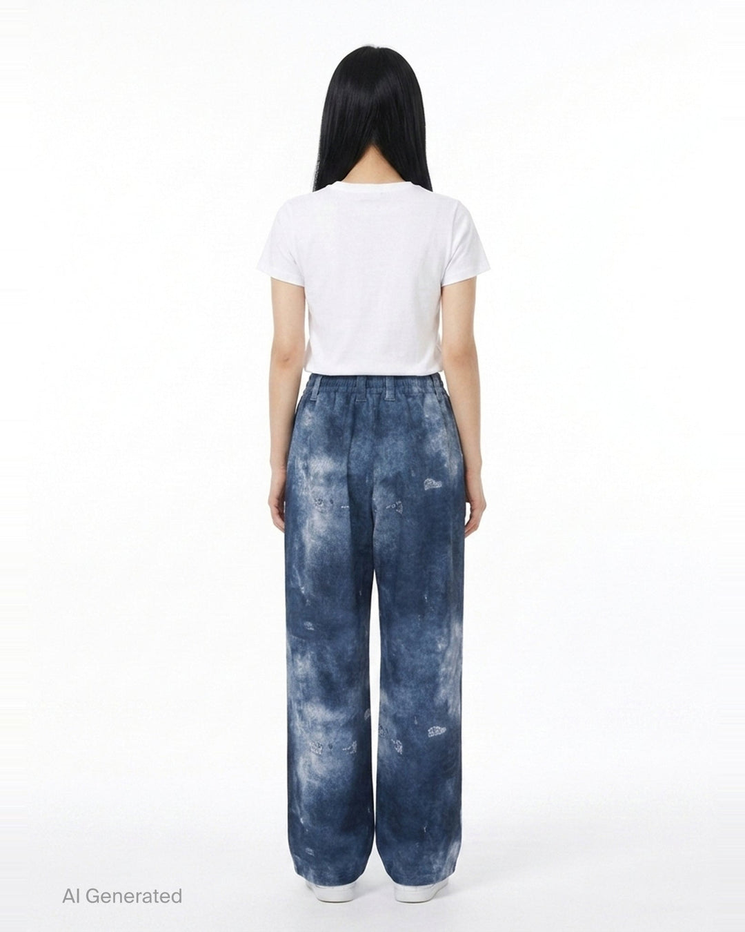 Blue Trompe L'Oeil Denim Print Sweatpants | We11done | Club21 - back