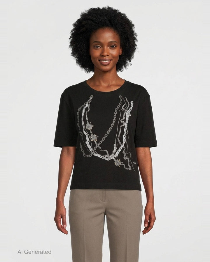 Chain Print T-Shirt | We11done | Club21 - front