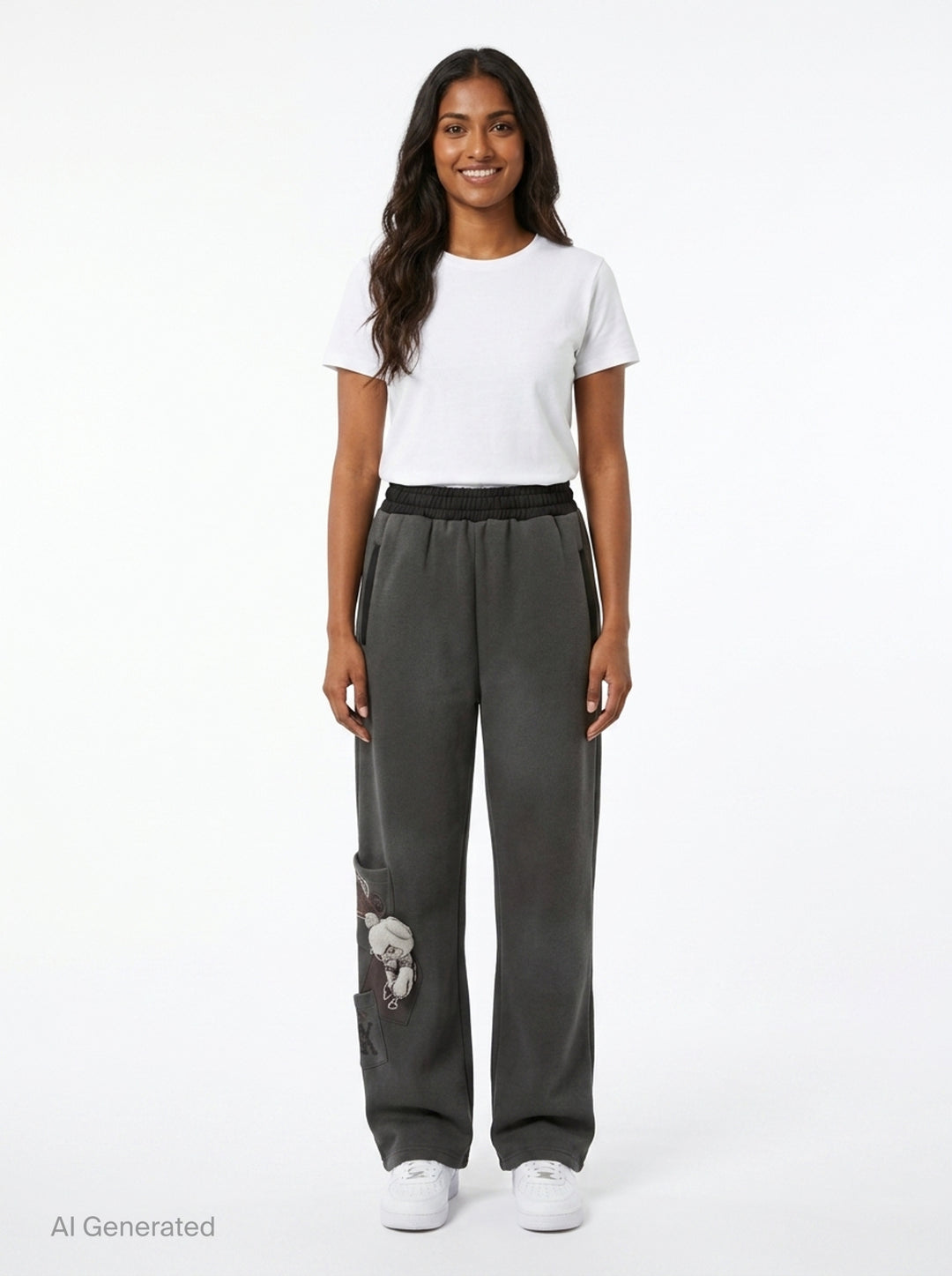 Charcoal Washed Doodle Teddy Sweatpants | We11done | Club21 - front