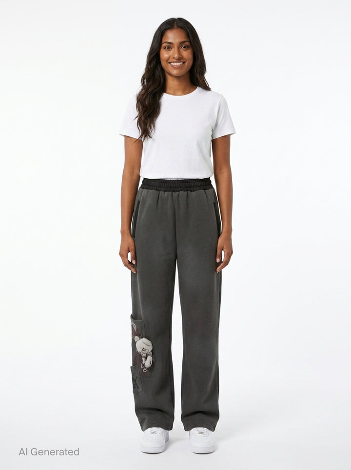 Charcoal Washed Doodle Teddy Sweatpants | We11done | Club21 - front
