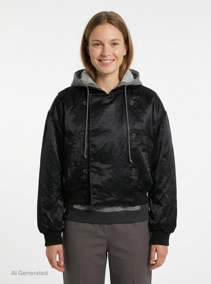 Double Hoodie Bomber Jacket | We11done | Club21 - front