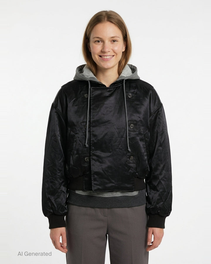 Double Hoodie Bomber Jacket | We11done | Club21 - front