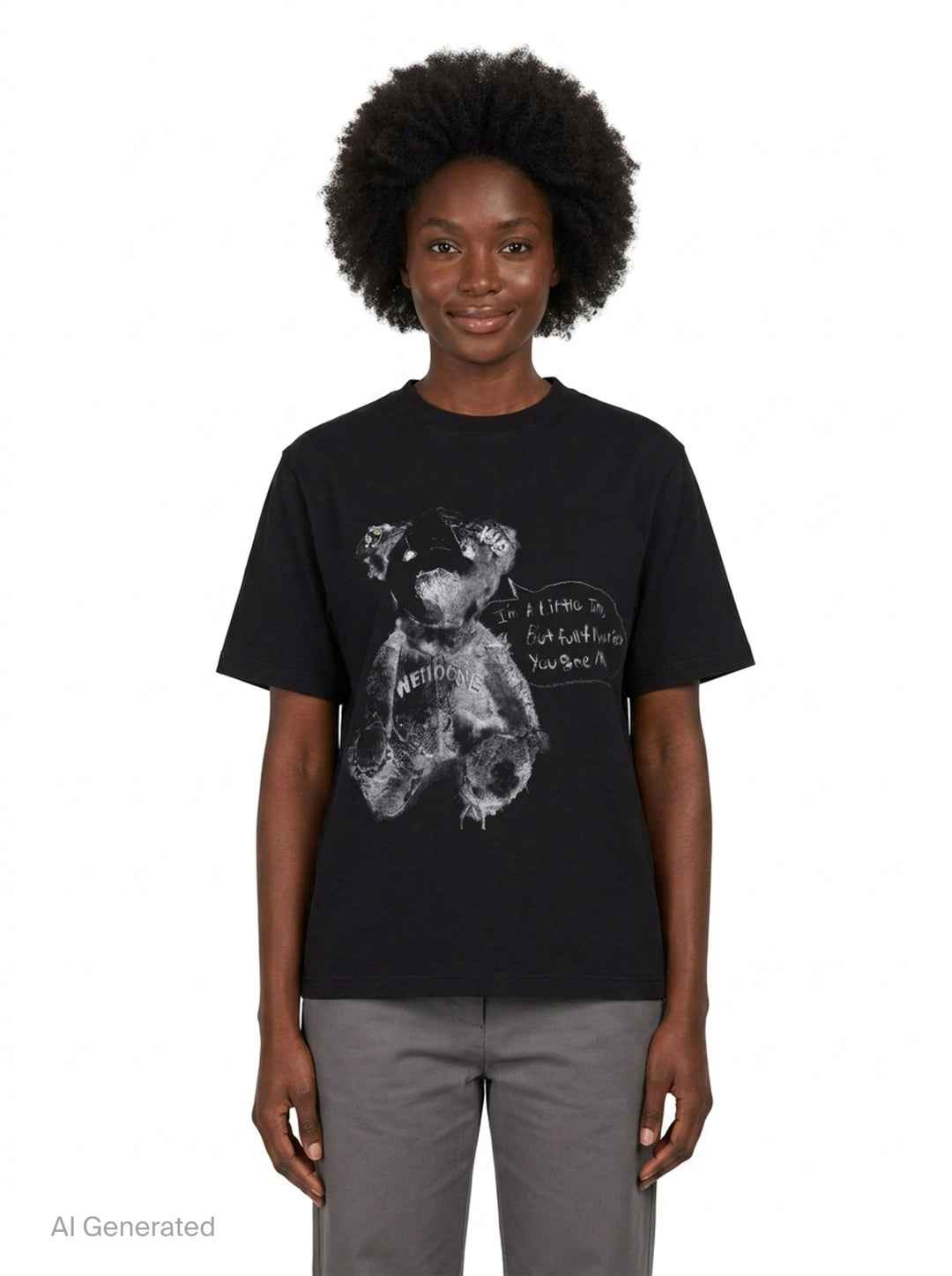 Drawing Teddy Black Tee | We11done | Club21 - front