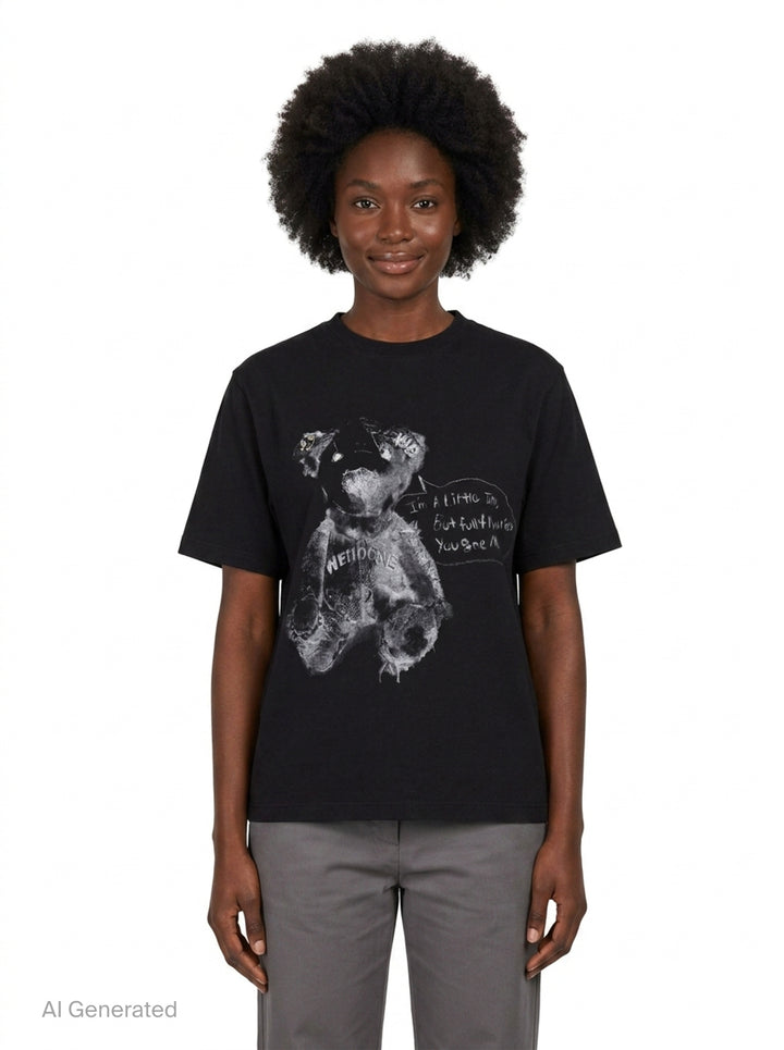 Drawing Teddy Black Tee | We11done | Club21 - front