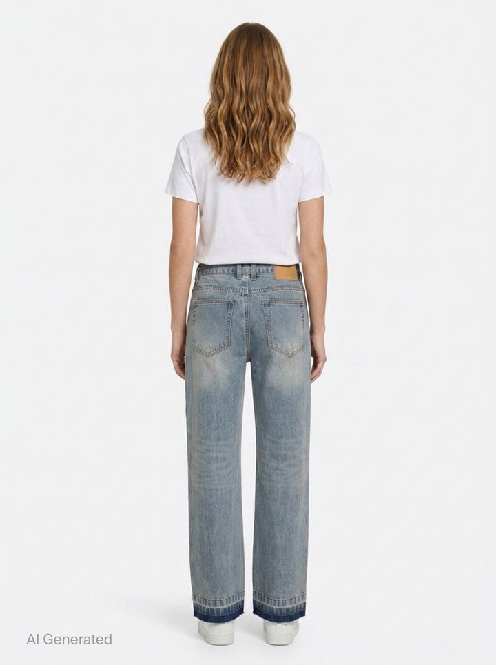 Faded Wash Hem Jeans | We11done | Club21 - back