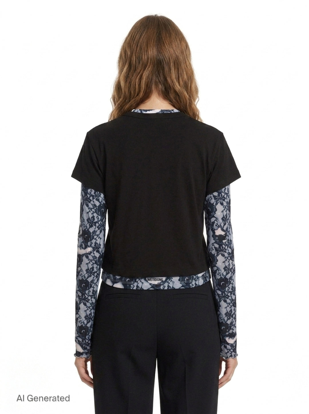 Layered Lace Print Tee | We11done | Club21 - back